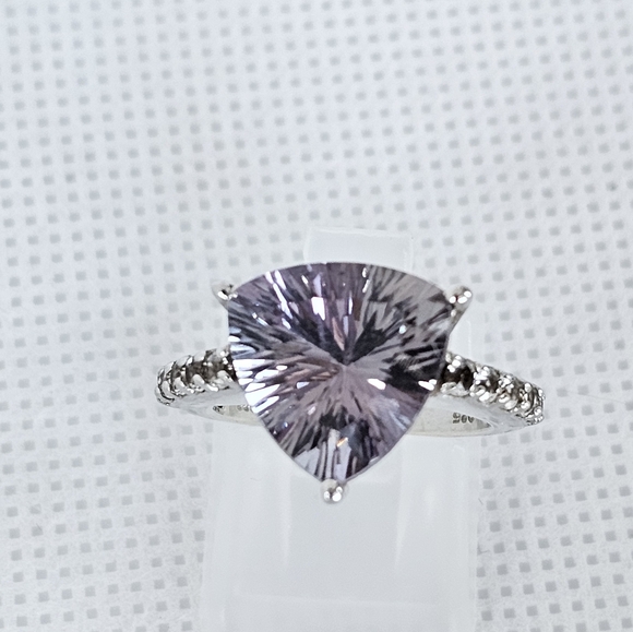 Genuine Rose De France Amethyst & White Topaz Ring Size 5! - Picture 8 of 8